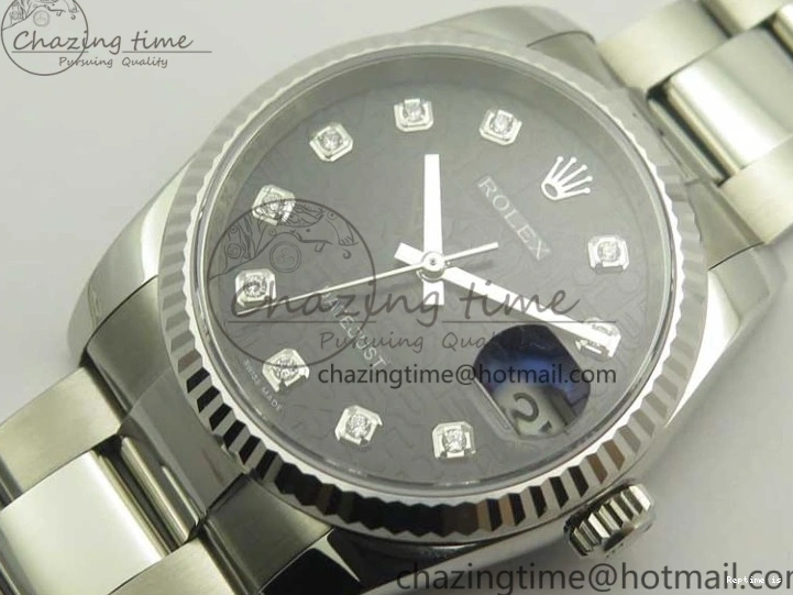 0104 Breathable DateJust 36 SS 116200 Fluted Bezel DJF Best Edition Black Com Diam Dial on SS 904L Oyster Bracelet A 3367